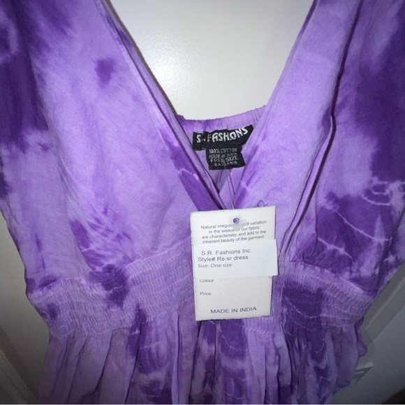 New Women S.R. Fashion purple tie-dye, Multi-patterned Dress Sleeves FREE SIZE - Picture 3 of 4